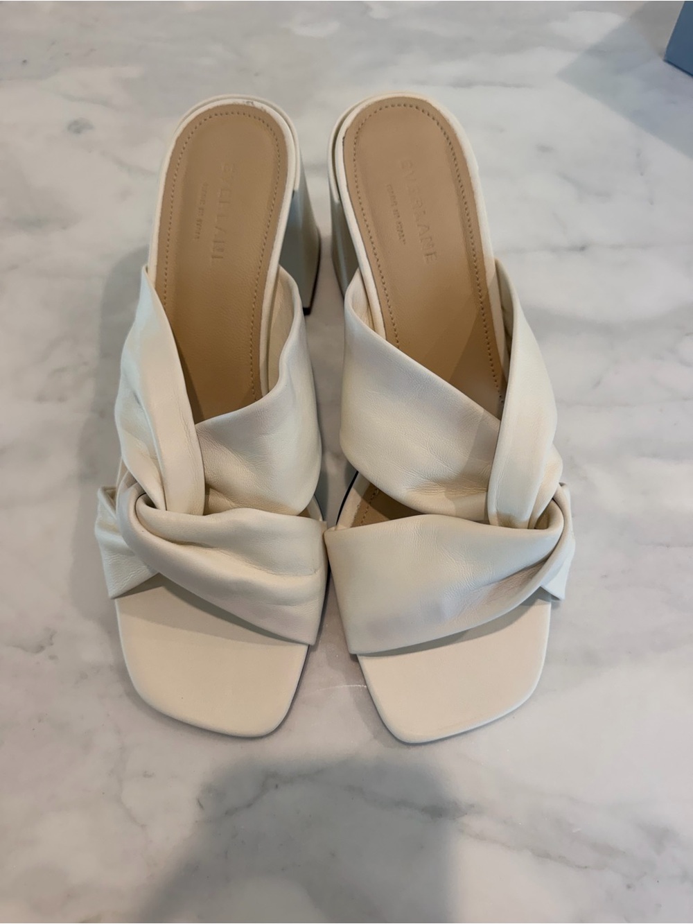 Everlane Cream Knot-Front Slide Mules